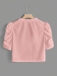 SHEIN Clasi 大尺碼花瓣袖前開襟短版夾克 - 藕粉色 - 查看 2