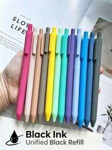 12 Pieces Gel Ink Pen Set Retractable Smooth Writing Pens Pastel Colored Office Supplies Journaling Study Stationery Gift Aesthetic Design - Multicolor - View 7