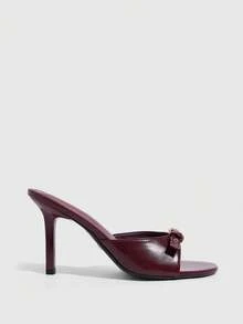 CUCCOO SZL 9CM 女款高跟鞋 PU 酒紅色 小貓跟 圓頭 扣飾 舒適百搭 日常通勤 度假 派對 女鞋 - 酒紅色.. - 查看 2