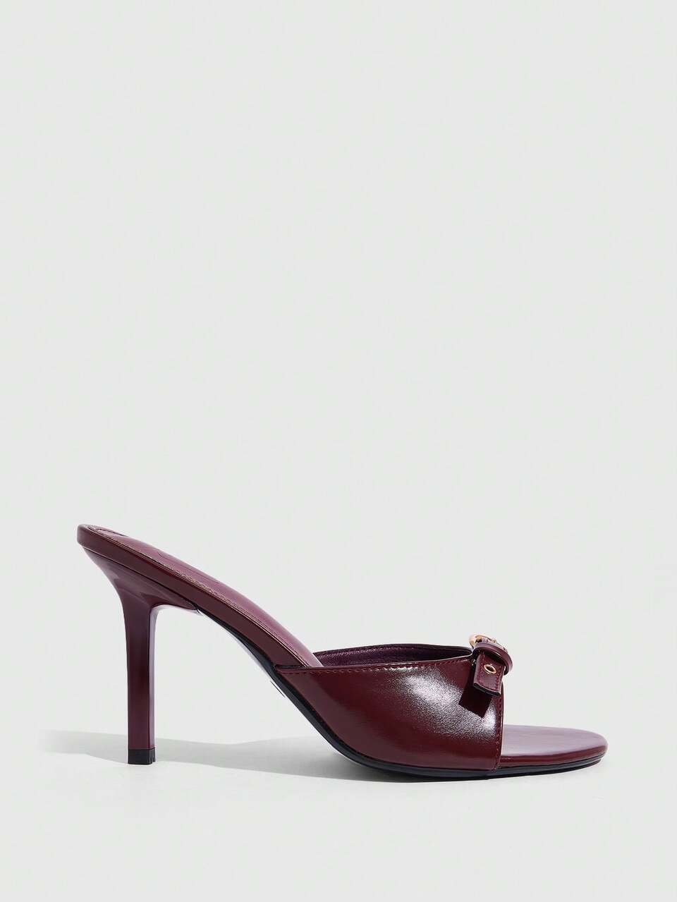 CUCCOO SZL 9CM Women's High Heel Shoes PU Burgundy Kitten Heel Round Buckle Comfortable Versatile Daily Commute Vacation Party Women's High Heels