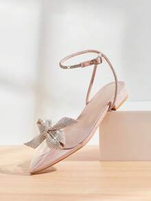 SHUZIA Women Shoes Rhinestone 3D Bow Pointy Toe TPU Clear Flat Summer Shoes Spring Shoes Spring Break Easter Mother's Day Present Valentine's Day - Clear - View 6
