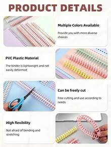 10pcs Multicolor A4 Detachable Loose-Leaf File Binding Rings, 30-Hole Plastic Rubber Rings For Organizing Documents, School & Office Supplies |Vivid Colors | Flexible Ring Hole Removable Plastic Binding Coil Spiral Rings,School Supplies,Back To School - Multicolor - View 8
