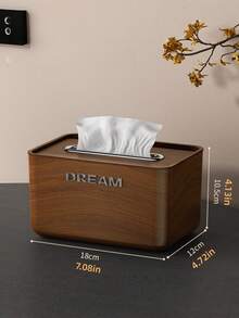 1PC Vintage Faux Walnut Wood Grain Finish Multifunctional Tabletop Storage Organizer Tissue Box Holder For Living Room Desk Home Decor Light Luxury Minimalist High End Stylish Retro Elegant Accent Piece - Multicolor - View 8