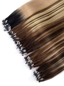 18吋 50S 50G 微環接髮 真人髮 隱形微環珠 附釣魚線 萬聖節聖誕禮物女性適用 易造型 適合沙龍與日常佩戴 超順滑超柔軟絲綢直髮接髮 - 彩色 - 查看 3