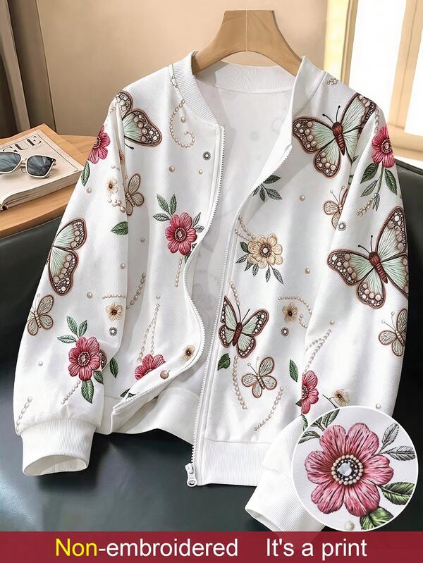 EMERY ROSE Jaket Wanita Ukuran Besar Bermotif Kain Bertekstur Premium Serbaguna