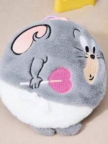 TOM & JERRY X Joivida 1個超可愛非絨毛填充圓形Tuffy鑰匙圈包飾吊飾，可愛卡通吊飾，柔軟毛茸茸背包配件，甜美時尚包包與鑰匙裝飾，適合日常使用、旅行，有趣的禮物 - 灰色 - 查看 5