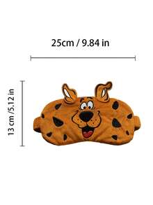 SCOOBY-DOO X Joivida 1件裝卡通毛絨睡眠眼罩，3D耳部可調式彈性束帶，遮光舒緩，適合午睡、旅行、派對與Cosplay，緩解眼睛疲勞 - 棕色 - 查看 3
