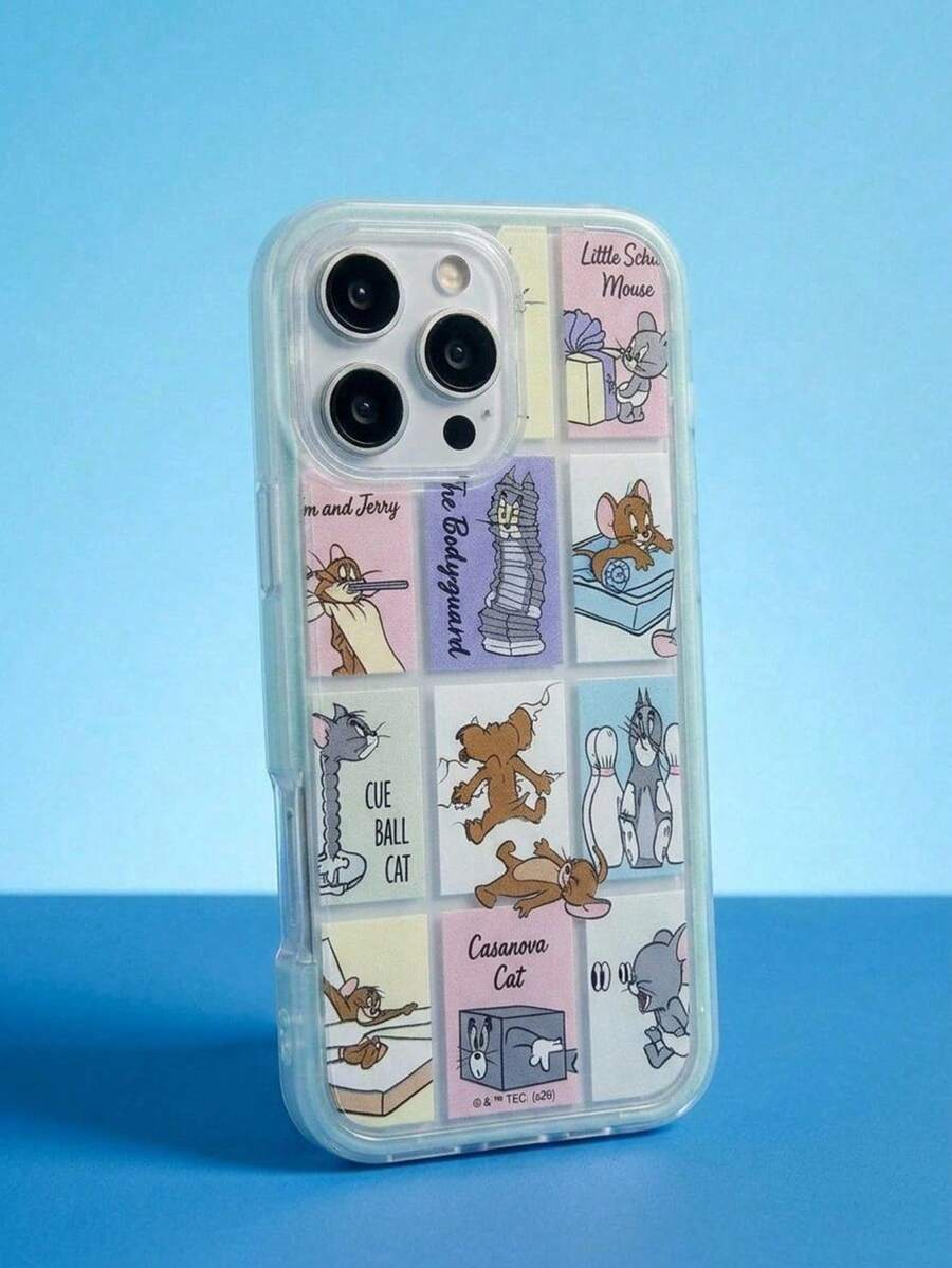 TOM & JERRY X SHEIN A Stylish, High-End Printed Pattern Protective Phone Case Design, Perfect For IPhone – A Cute, Fashionable, And Sophisticated Phone Case. - Multicolor - View 1