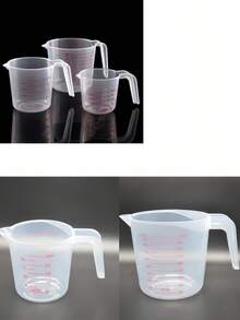 3pcs Transparent Plastic Baking Measuring Cups With Pvc Scale High Precision Graduated Markings Multifunctional Kitchen Tool 8.45oz 16.91oz 33.81oz For Home Baking Cooking Kitchen Daily Utensil Supplies - Multicolor - View 6