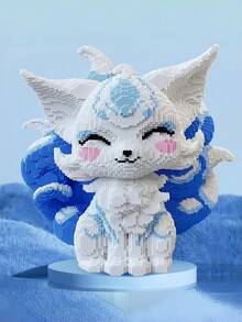 POKOJA LAND 1pc Interlocking Fox Figurine - Structural Pixelated Art Piece - Aesthetic Room Decor For Cozy Home Office Bedside - Sentimental Gift For Women Men Friends - Multicolor - View 5