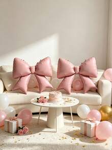 Bow-Shaped Aluminum-Foil Balloons, Suitable For Birthday Parties, Engagement Ceremonies, Girl-Themed Banquets, And Store Interior Decoration Setups. - 2 38-inch solid color bows. - View 10