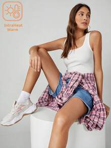 SHEIN BASICS 女款夏季休閒百搭純色背心上衣 日常居家穿搭 純白色 - 白色 - 查看 3