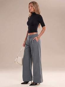 Avantive Women's Fashion Versatile Commuter Office Work Straight Leg Pants Gray Autumn Casual - Brown - View 8