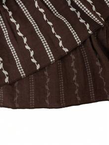 SHEIN Holidaya Gaun Kasual Bergaris Cokelat Gaya Boho Elegan untuk Liburan Musim Panas - Coklat - View 8
