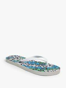Grefit Blue-Green Contrasting Leopard Print Flip-Flops Female Summer - Blue and White - View 7