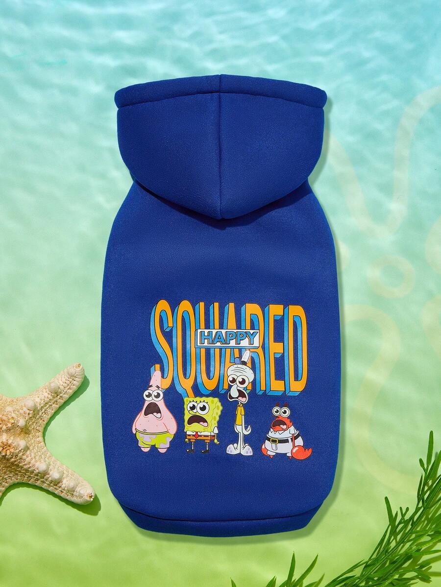 SpongeBob SquarePants | PETSIN 1件可愛藍色套頭式兩腿寵物毛衣,適用於貓狗,春/夏/秋休閒運動服,適合室內玩耍或戶外日常跑步 - 藍色 - 查看 1