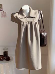 Comfortcana Women's Plaid Cap Sleeve Button Design Casual Mini Dress,Dresses For Women Summer - Mocha Brown - View 3