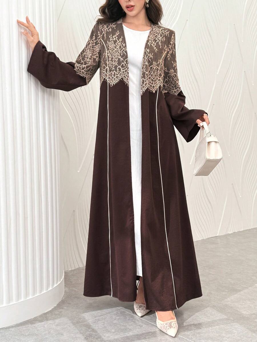 Al Najma Spring/Autumn French Eyelash Lace Patchwork Elegant Fashion Slimming Concealing Versatile Daily Women's Cardigan - Multicolor - View 1