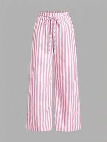 SHEIN Tall CURVE 大尺碼女款抽繩腰休閒百搭日常穿著長褲 3 件套 - 彩色 - 查看 2