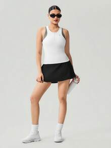OutZeal Women Sports White Tank Gym Yoga Workout Soft Stretch Bra-In Color-Blocked Active Tops - White - View 5