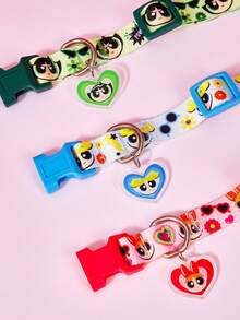 THE POWERPUFF GIRLS X PETSIN 1件寵物項圈附鈴鐺吊飾，可愛圖案，聚酯纖維材質，鈴鐺吊飾點綴，可調節舒適貼合，日常寵物識別，適用幼犬與幼貓 - 彩色 - 查看 11