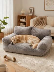 Giường sofa thú cưng hỗ trợ xương thoải mái, giặt được bốn mùa, đáy chống trượt, màu xám hiện đại, phù hợp cho mèo và chó (M/L/XL), phong cách nội thất thời trang - Xám - Xem 2