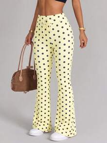 SHEIN Sovereign Charm Summer Casual Fashion Polka Dot Sports Long Pants - Multicolor - View 4