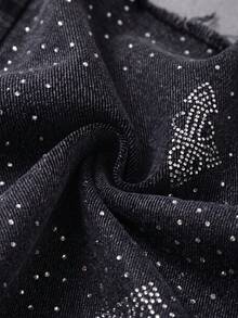 Tween Boy Y2k Loose And Comfortable Street-Style Distressed And Rhinestone-Embroidered Jeans - Black - View 3