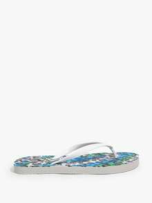Grefit Blue-Green Contrasting Leopard Print Flip-Flops Female Summer - Blue and White - View 8