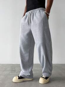 Manfinity Hypemode Men's Casual Loose Fit Versatile Patchwork Sweatpants - Light Grey - View 6