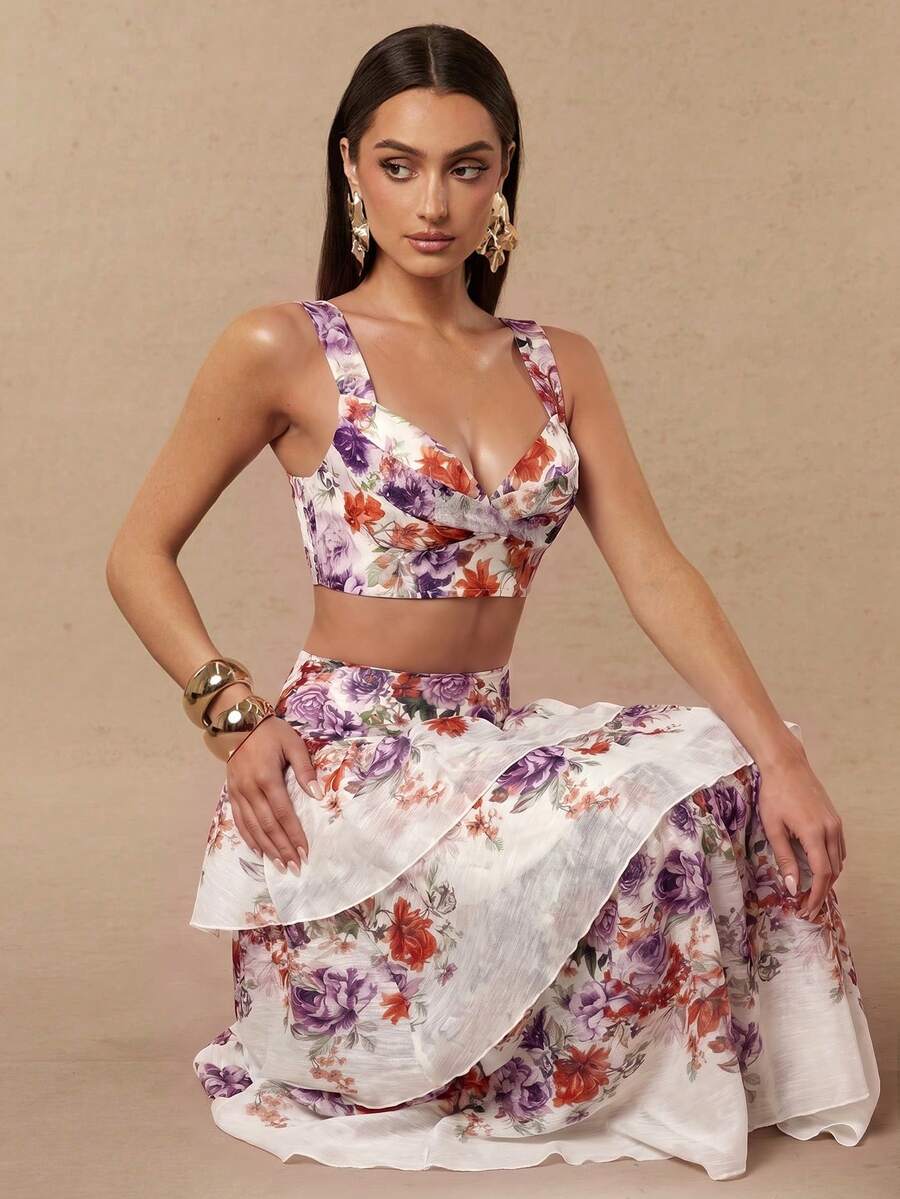 Silquee Spring/Summer Women's Printed Camisole Tank Top With Straps - Multicolor - View 1