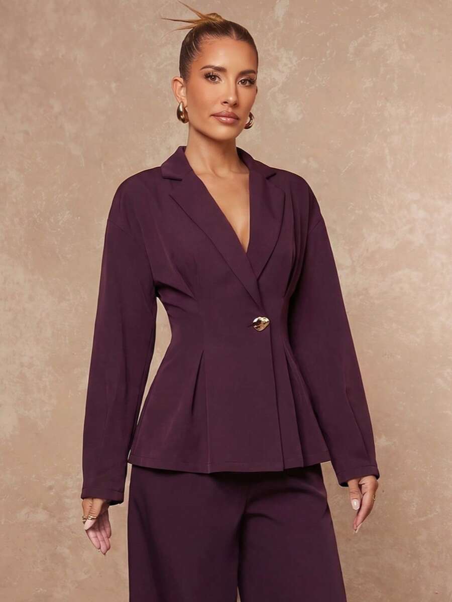Lumalex Oversized Long Sleeve Lapel Cinched Waist Women's Blazer,New Fall Styles