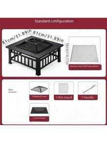 Premium Large Square Bbq Grill & Fire Pit - 2-In-1 Outdoor Heating And Grilling For Christmas Gatherings, Garden Parties, Campfire Tea Making With Foldable Design - Luxury Patio Warming Table - Outdoor Square BBQ Grill - View 19