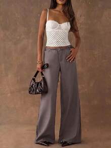 SHEIN BAE Women's Polka Dot Print Lace Patchwork Camisole Top,Summer Top - White - View 5