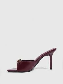 CUCCOO SZL 9CM 女款高跟鞋 PU 酒紅色 小貓跟 圓頭 扣飾 舒適百搭 日常通勤 度假 派對 女鞋 - 酒紅色.. - 查看 4