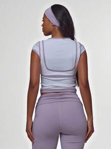 Musera Sport White Contrast Binding Double Layered Top Coord Top Only Sports Workout Gym Pilates Fitness Daily Casual Cute Daily Everyday Running Void - White - View 4