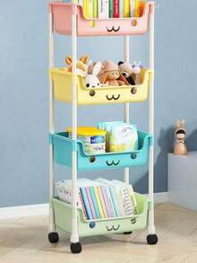 1Piece Color Multi Layer Rolling Cart Storage Rack Mobile Shelf Bookcase Organizer For Home Kitchen Office High Quality Trending Now - Multicolor - View 4