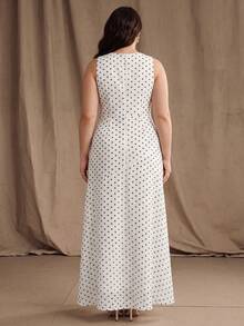 Anewsta Gaun Plus Size Musim Semi/Gugur Elegan Bergaya Surgawi untuk Pernikahan, Pesta, Acara Santai, Gaun Maxi Panjang Formal Putih dengan Leher Halter dan Detail Kerut yang Seksi - Putih - View 7