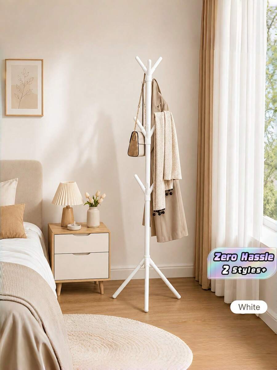 Freestanding Tree Coat Rack With 9 Hooks, Space Saving Clothes Hanging Stand, Stable Organizer For Coats, Handbags And Scarves, Home Storage Rack For Entryway, Bedroom & Small Apartments - multicolor - View 1