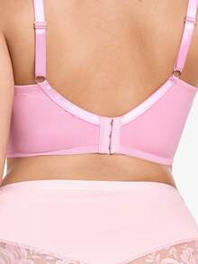Slumbrini 1pc Plus Size Women's Lace Patchwork Underwear - Pink - View 2