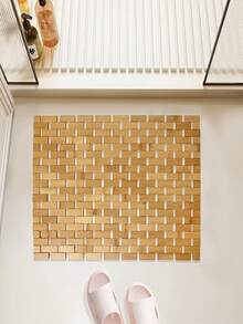 1PC Natural Bamboo Wood Bath Mat Non Slip Waterproof Quick Dry Freestanding Shower Tub Floor Rug For Bathroom Kitchen Spa Sauna Housewarming Christmas Gift Home Decor Must Haves - Brown - View 3