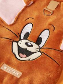TOM & JERRY X PETSIN 1件刺繡棕色老鼠絨毛保暖無袖防滑外套，附牽引扣，適合貓狗，適合舒適室內保暖或安全戶外冬季散步 - 彩色 - 查看 7