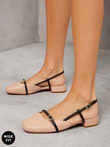 SHUZIA Wide-Fit Women Fashion Daily Versatile Back Strap Pumps - Beige - View 1