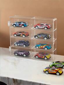 1PC Acrylic Display Storage Case Wall Mounted Transparent Showcase Rack For 164 Scale Alloy Model Cars Durable Space Saving Clear Display Holder Fits 32 Vehicles Dustproof For Living Room Study Office Decor - transparent color - View 5
