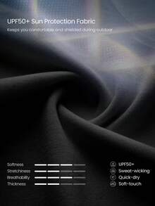 GLOWMODE Plus Size UPF50+ Sun Protection Glow On Regular Fit Long Sleeve Crewneck With Airy Back Slit & Dropped Shoulders Daily Casual Fall - Black - View 6