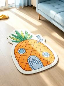 SpongeBob SquarePants | SHEIN 1件裝鳳梨屋造型裝飾地毯，適用於客廳、臥室、樓梯，防滑底面，柔軟材質 - 橘色 - 查看 2