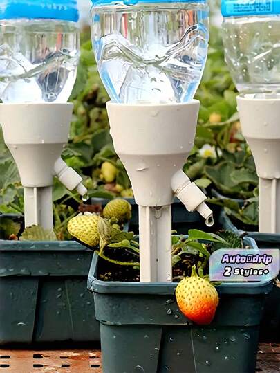 5 piezas/Set Kits de riego automático para plantas, con sistema de riego por goteo ajustable, para plantas de interior y jardín, sin necesidad de batería, compatible con botellas roscadas estándar europeas & americanas