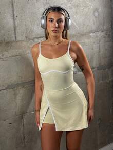 hollyjadebate Women's Golf Sports Dress,Running Gym Yoga Dress Fall - Yellow - View 4