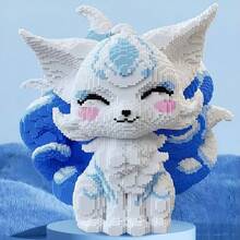 POKOJA LAND 1pc Interlocking Fox Figurine - Structural Pixelated Art Piece - Aesthetic Room Decor For Cozy Home Office Bedside - Sentimental Gift For Women Men Friends - Multicolor - View 4