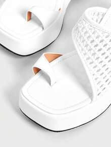 Sugerpunk Ladies, Spike Buckles, Lame-Heeled Platform Sandals. - White - View 4